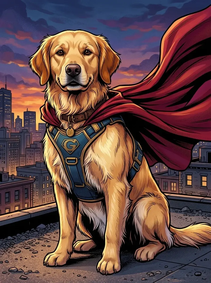 The Superhero pet portrait example