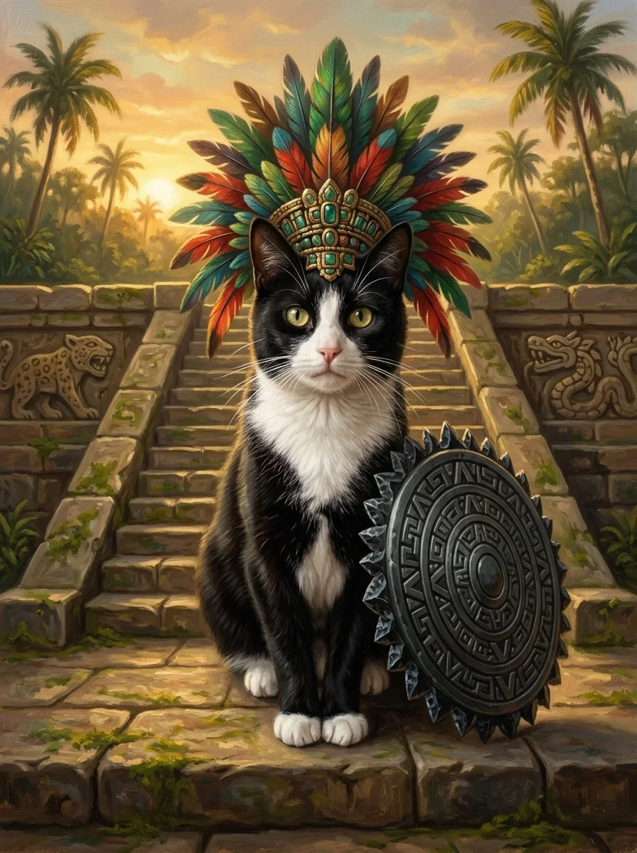 The Aztec Warrior pet portrait example