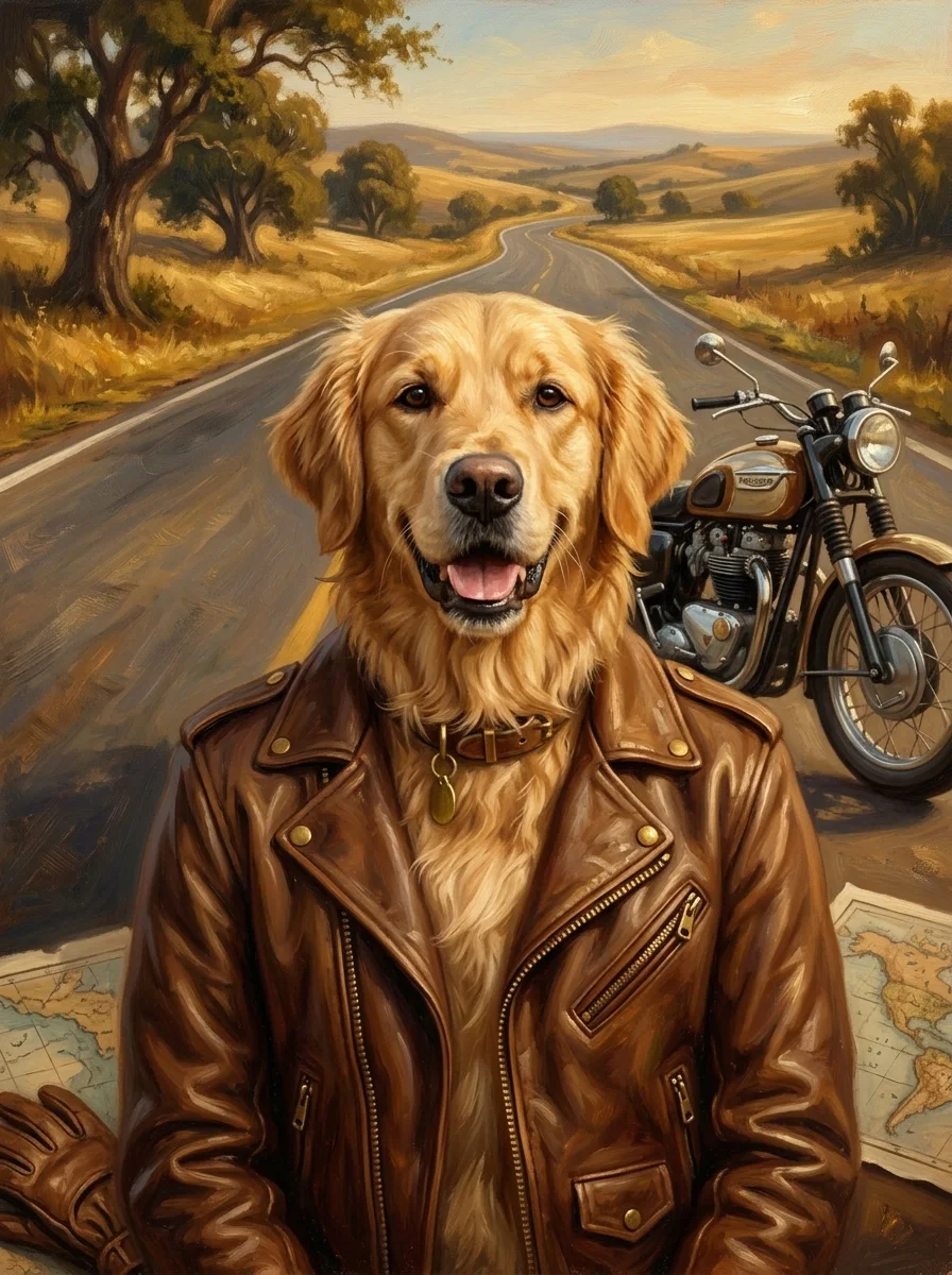 The Biker pet portrait example