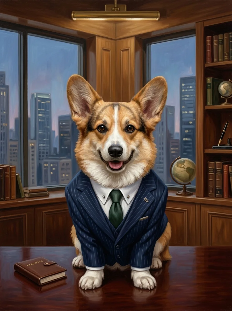 The Executive pet portrait example