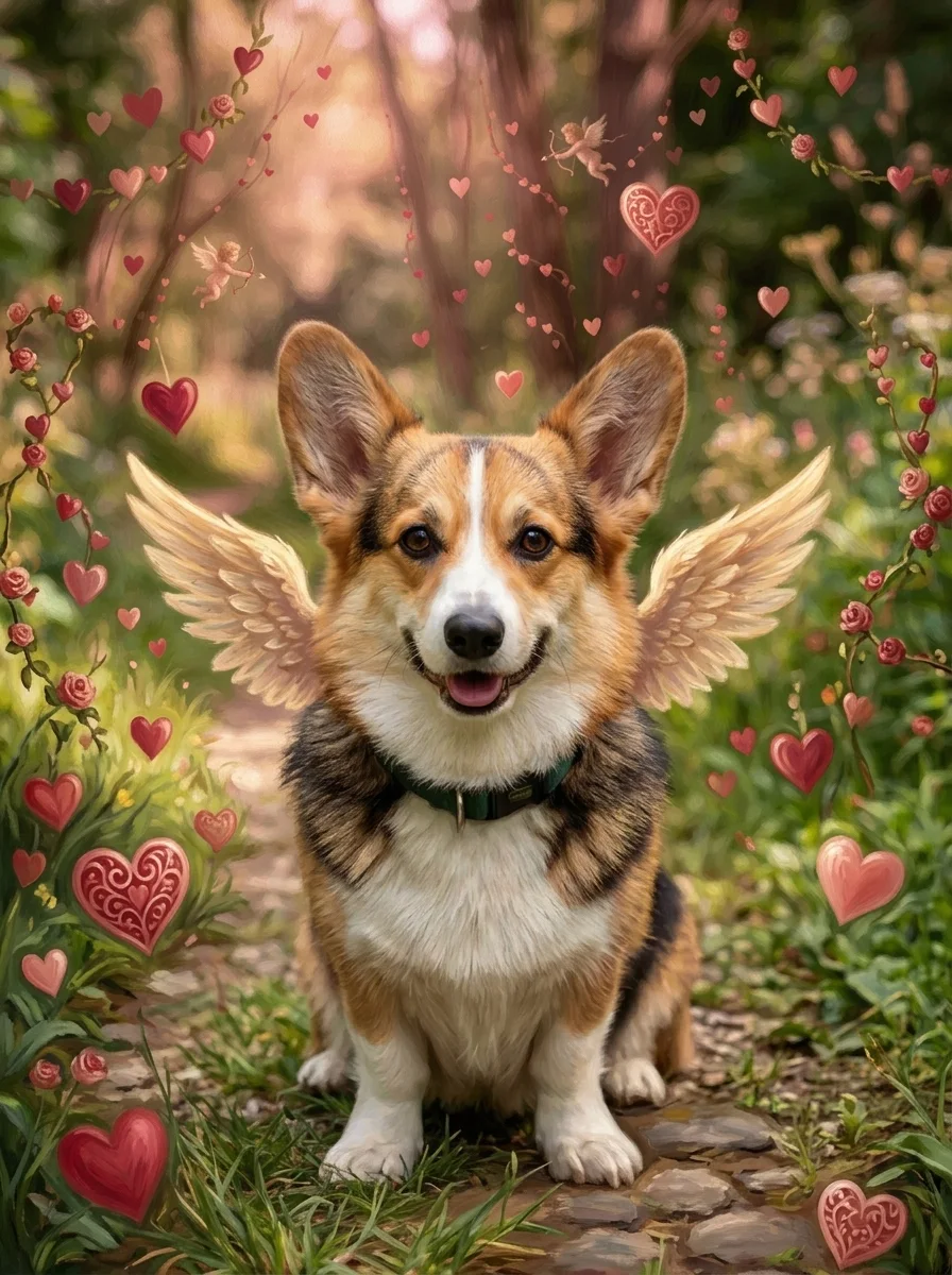 The Cupid pet portrait example
