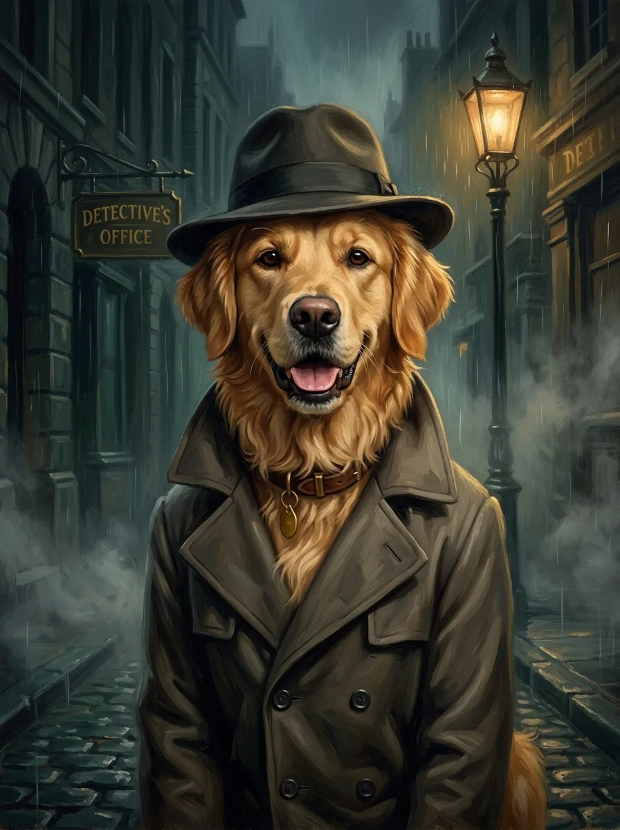 The Detective pet portrait example