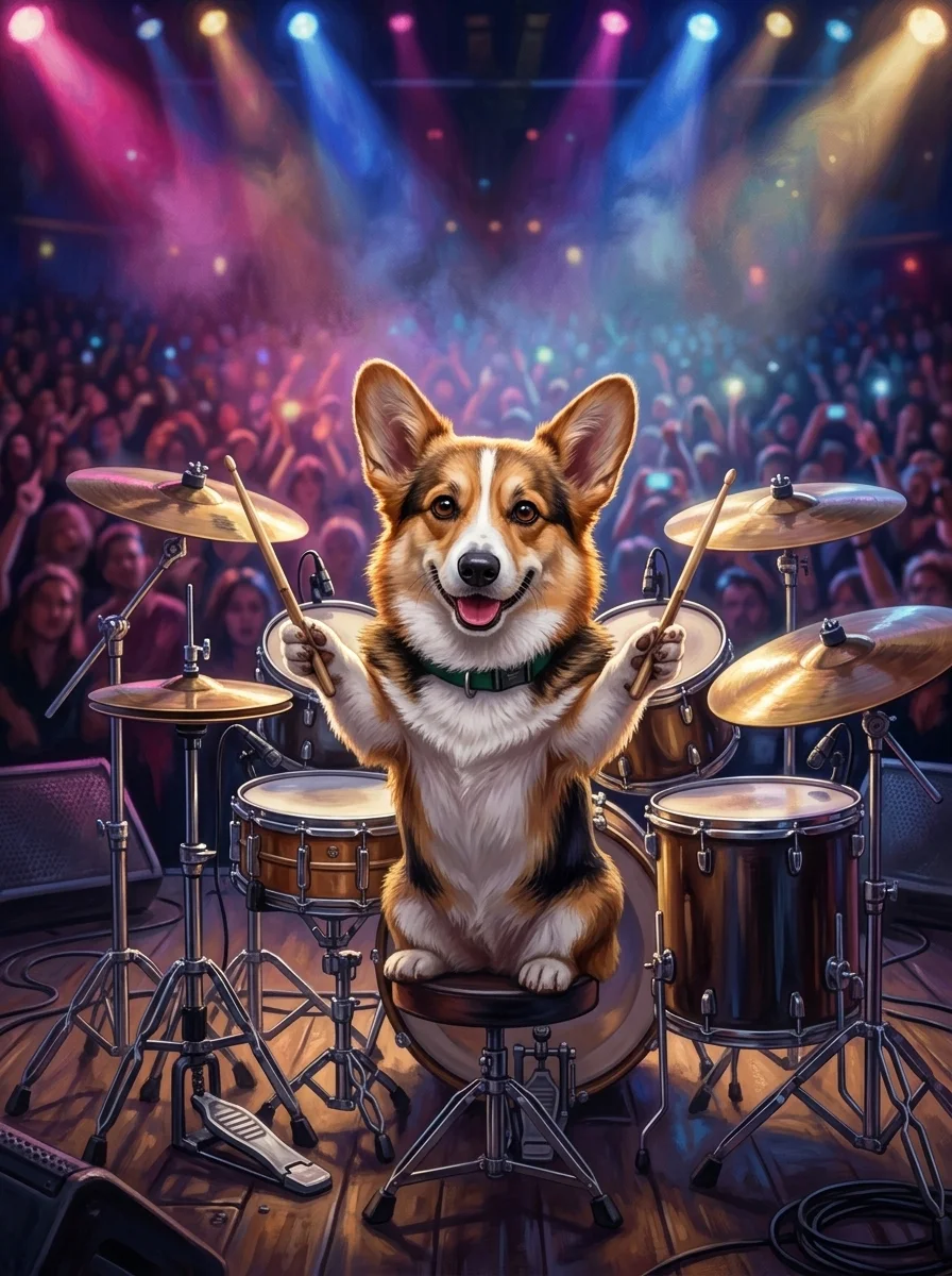 The Drummer pet portrait example
