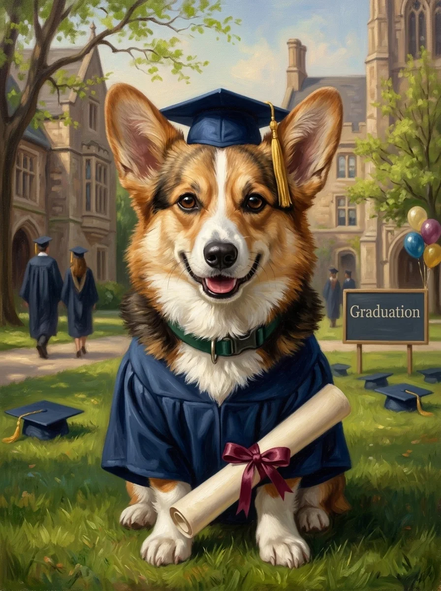 The Graduate pet portrait example