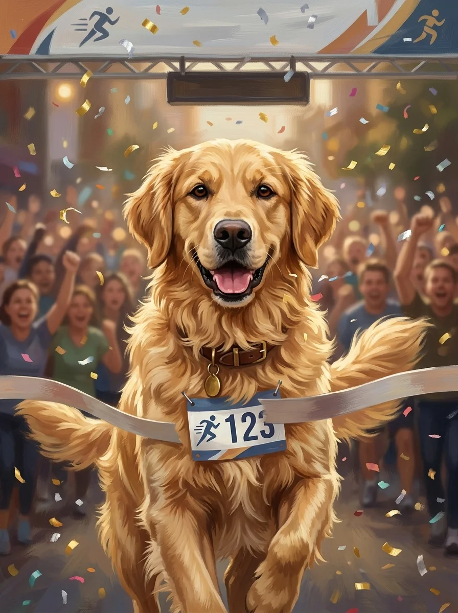 The Marathon Runner pet portrait example