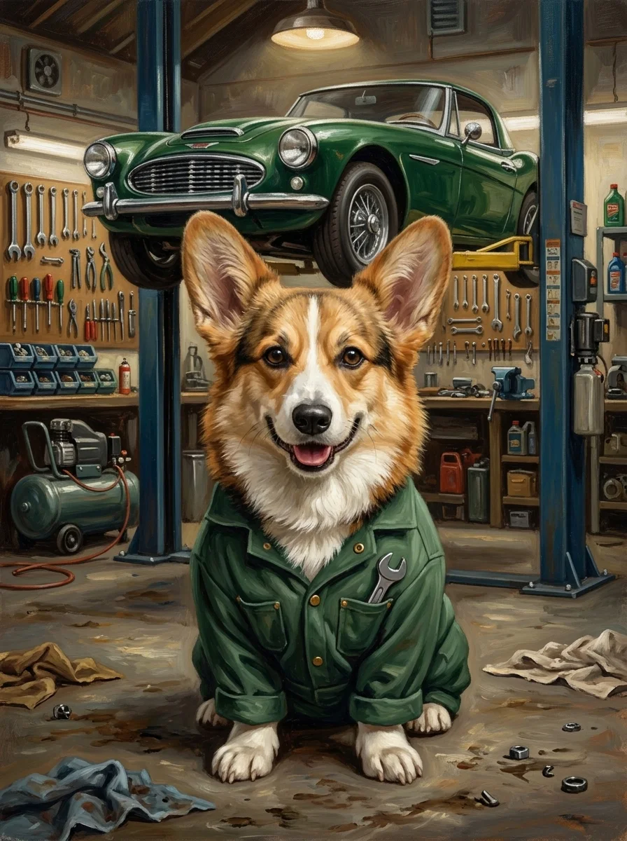 The Mechanic pet portrait example