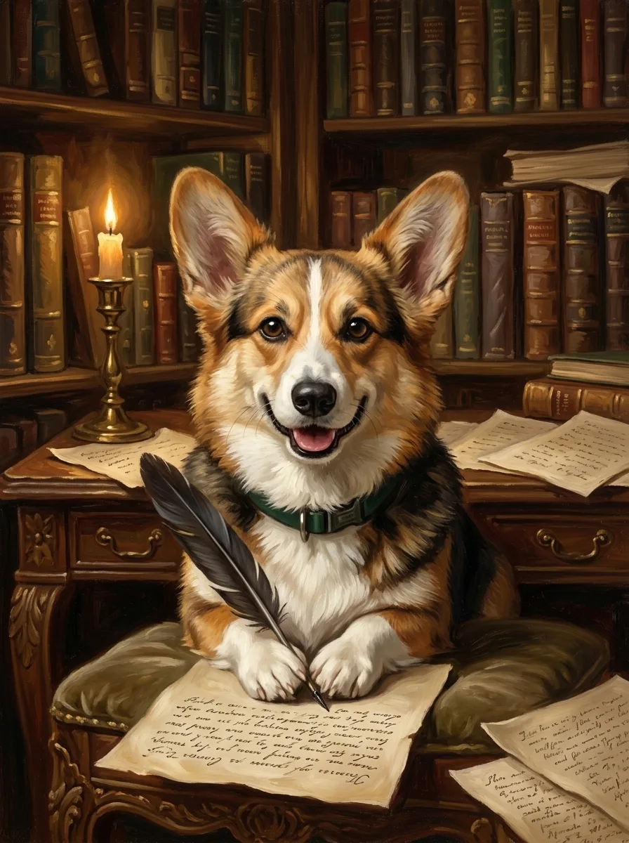 The Poet pet portrait example