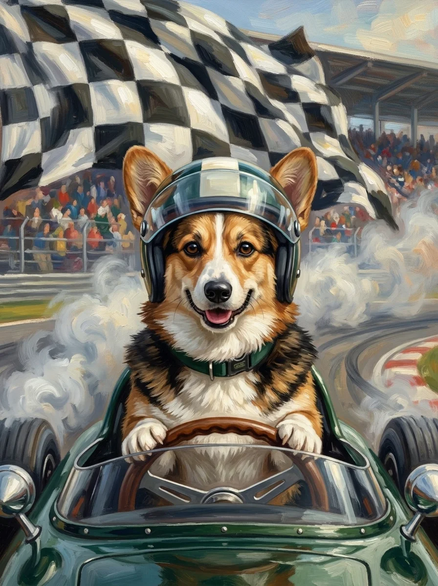 The Race Car Driver pet portrait example