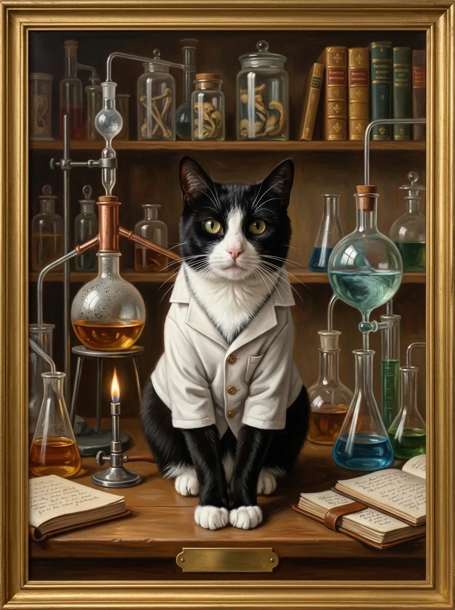 The Scientist pet portrait example