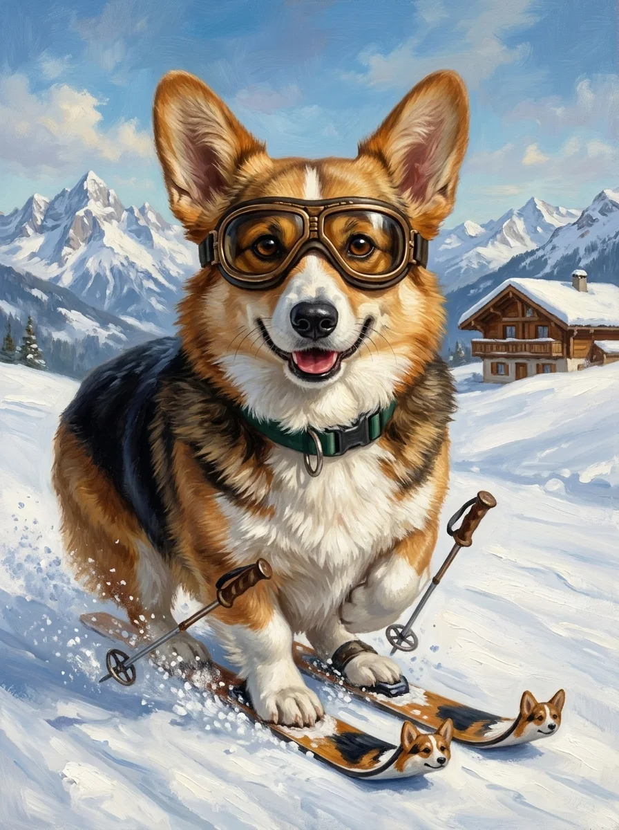 Skier Pet Portrait