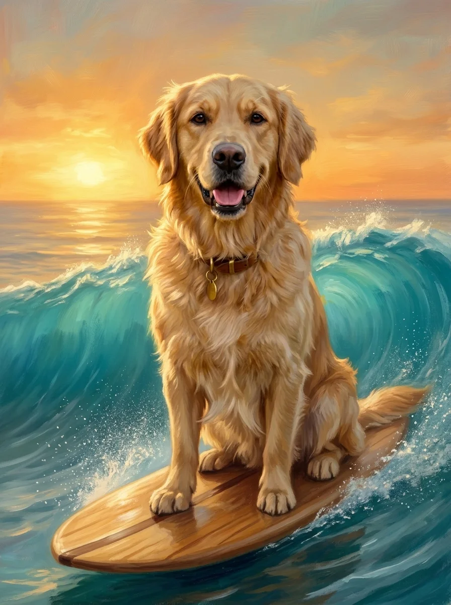 The Surfer pet portrait example