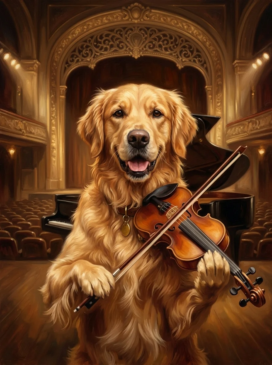 The Violinist pet portrait example