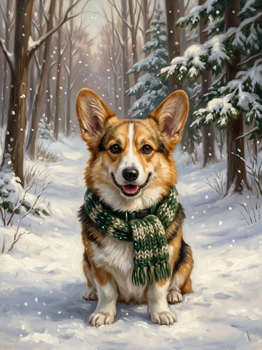 The Winter Wanderer pet portrait example